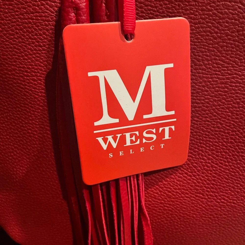 Montana West Red Tote Bag w/Front Tassels & Pebbled Faux Leather (NWT) - Picture 6 of 13